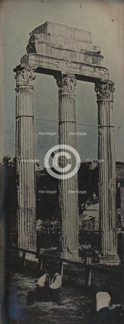 Northwest Façade, Temple of Castor and Pollux, Rome, 1842. Creator: Joseph Philibert Girault De Prangey.