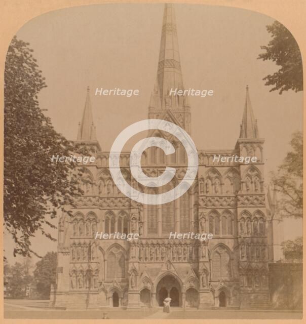 'Northwest Façade of the great Gothic Cathedral of Salisbury (founded 1220), England', 1900. Creator: Underwood & Underwood.