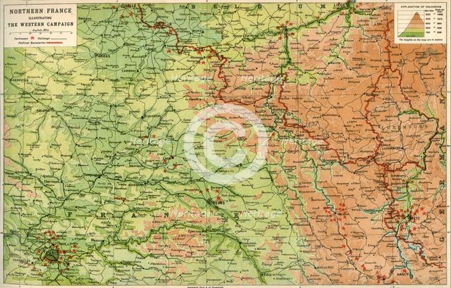 'Northern France Illustrating the Western Campaign', 1914, (c1920).  Creator: John Bartholomew & Son.