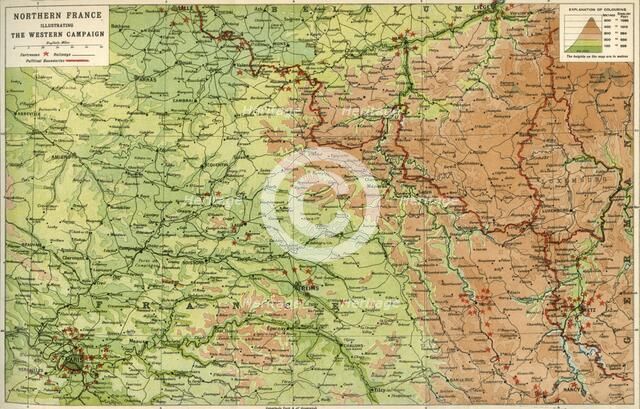 'Northern France Illustrating the Western Campaign', 1914, (c1920).  Creator: John Bartholomew & Son.