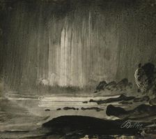 Northern Lights over Coastal Landscape, 1870s. Creator: Peder Balke