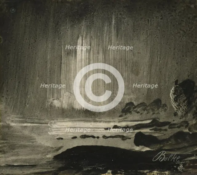 Northern Lights over Coastal Landscape, 1870s. Creator: Peder Balke.