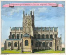 Northern view of the church of Great Malvern Great Malvern Priory, Worcestershire, 1730. Artist: Joseph Dougharty