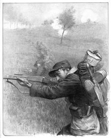 'Nos Braves; Avance par bonds, en tiraillant, d'une section de coloniaux 1914. Creator: Unknown