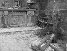 Nos regions Devastees; Ferocite: dans l'eglise d'Auve, village du departement de la Marne 1914. Creator: Unknown