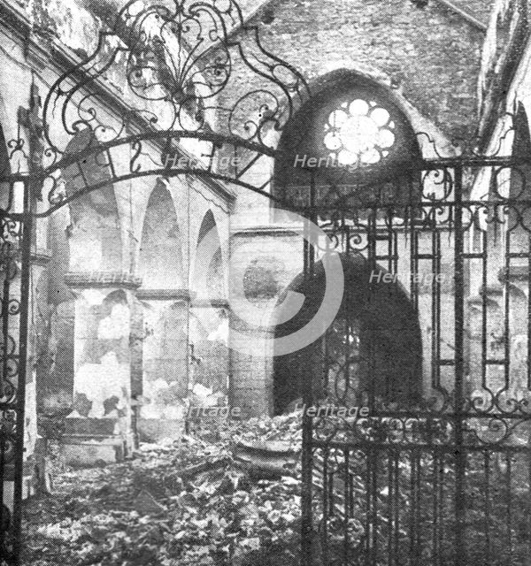 ''Nos regions Devastees; Interieur de l'eglise de Maurupt (Marne)', 1914. Creator: Unknown.