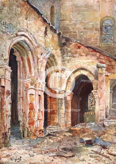 ''Nos regions Devastees; L'eglise de Sermaize', 1914. Creator: Pierre Vignal.