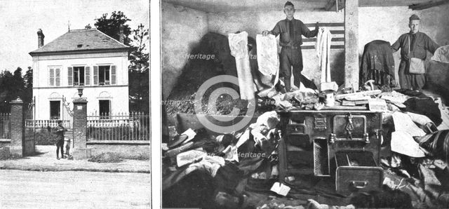 'Nos villes a sac; Un pavillon de la rue d'Essommes et sa cuisine ou avaient ete empiles..., 1918. Creator: Unknown.