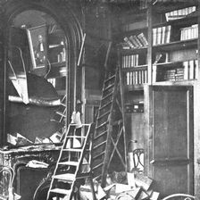 Nos villes a sac; Une salle de la bibliotheque des avocats: comment les Allemands se..., 1918. Creator: Unknown