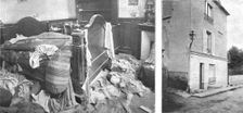 Nos villes a sac; Chambre a coucher et facade d,une maison modeste de la rue Saint-Martin 1918. Creator: Unknown