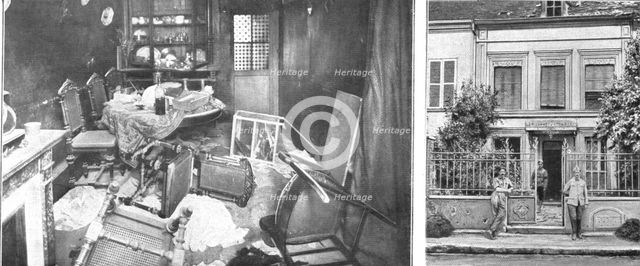'Nos villes a sac; Salle a manger et façade d'une maison de la rue d'Essommes. L'etat dans..., 1918. Creator: Unknown.