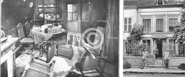 'Nos villes a sac; Salle a manger et façade d'une maison de la rue d'Essommes. L'etat dans..., 1918. Creator: Unknown.