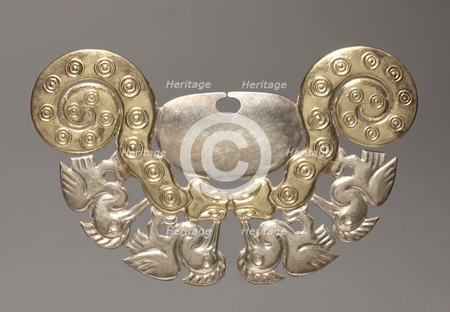 Nose Ornament with Serpents and Long-necked Birds, c. 100-300. Creator: Unknown.