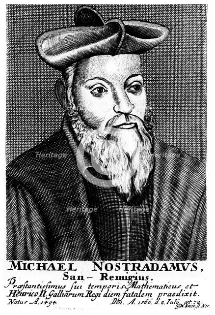 Nostradamus, 16th century French physician and astrologer, 1725. Creator: Unknown.