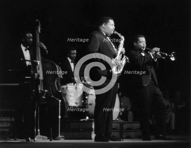 Nat and Cannonball Adderley on stage, Royal Festival Hall, London, 1960. Creator: Brian Foskett.