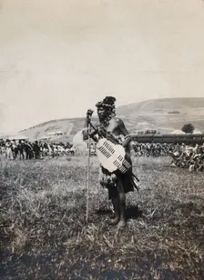Natal, South Africa: an African man acting as the official witness at a Zulu wedding at Henley, 1905 Creator: Agnes Henderson