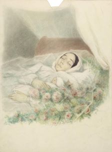 Natalia Alexandrovna Herzen, née Zakharyina (1814-1852) on her deathbed, 1852. Creator: Masse, S. (active 1850s)