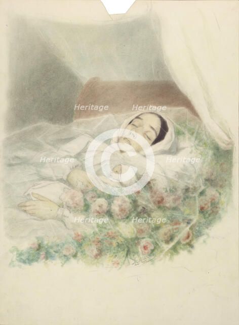 Natalia Alexandrovna Herzen, née Zakharyina (1814-1852) on her deathbed, 1852. Creator: Masse, S. (active 1850s).
