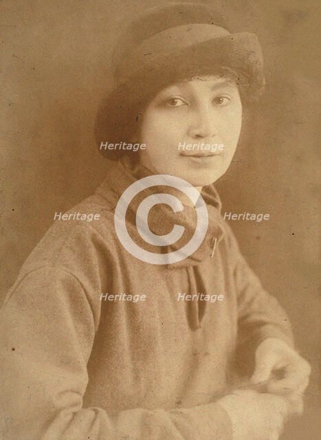 Natalia Sergeevna Goncharova (1881-1962) in Paris, 1917. Creator: Anonymous.