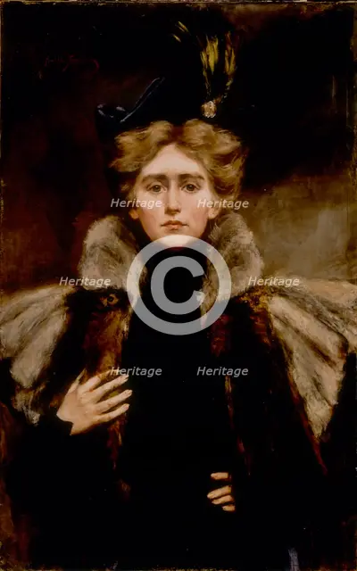 Natalie in Fur Cape, 1897. Creator: Alice Pike Barney.
