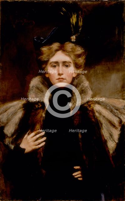 Natalie in Fur Cape, 1897. Creator: Alice Pike Barney.