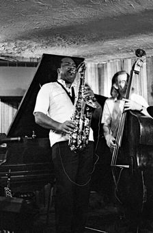 Nathan Davis and P Ind, Bass Clef, Hoxton Square, London, Aug 1987. Artist: Brian O'Connor