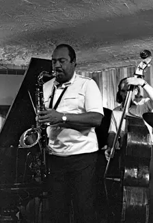 Nathan Davis and Peter Ind, Bass Clef, Hoxton Square, London, August 1987. Artist: Brian O'Connor