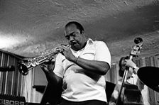 Nathan Davis and Peter Ind, Bass Clef, Hoxton Square, London, August 1987. Artist: Brian O'Connor
