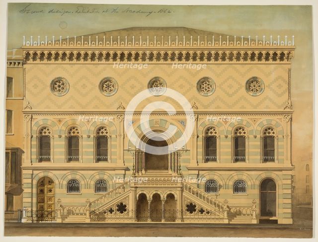 National Academy of Design Competition, New York, New York, South Elevation, 1861. Creator: Peter Bonnett Wight.