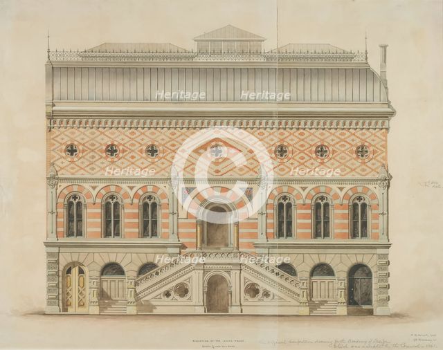 National Academy of Design Competition, New York, New York, South Elevation, 1861. Creator: Peter Bonnett Wight.