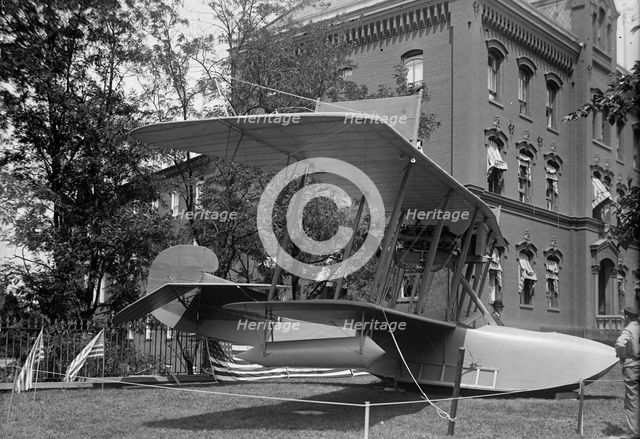 National Aero Coast Patrol Commn. - Curtiss Hydroaeroplane or Flying Boat Exhibited..., 1917. Creator: Harris & Ewing.