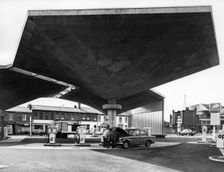 National Benzole filling station, Harbourne in Birmingham 1968. Creator: Unknown