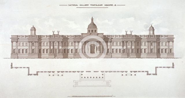 National Gallery, Trafalgar Square, Westminster, London, c1838. Artist: Anon