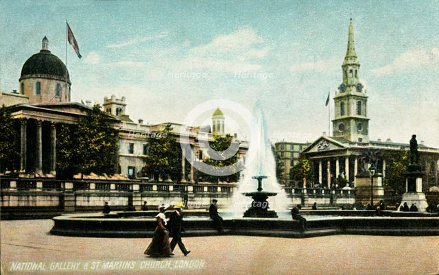 'National Gallery & St Martins Church London', late 19th-early 20th century.  Creator: Unknown.