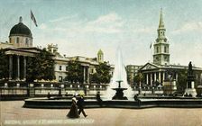 National Gallery & St Martins Church London late 19th-early 20th century. Creator: Unknown