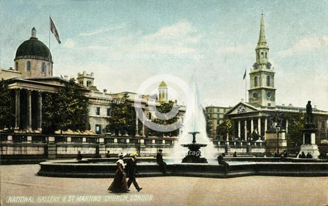 'National Gallery & St Martins Church London', late 19th-early 20th century.  Creator: Unknown.