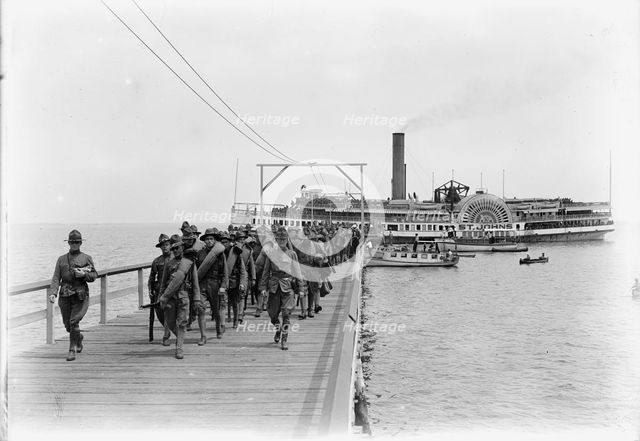 National Guard of D.C. Returning from Camp at Colonial Beach, 1916. Creator: Harris & Ewing.