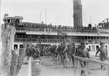 National Guard of D.C. Returning from Camp at Colonial Beach, 1916. Creator: Harris & Ewing