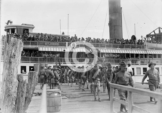 National Guard of D.C. Returning from Camp at Colonial Beach, 1916. Creator: Harris & Ewing.