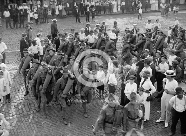National Guard of D.C. Returning from Camp at Colonial Beach, 1916. Creator: Harris & Ewing.