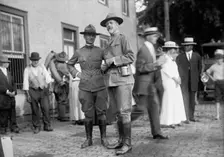 National Guard of D.C. Returning from Camp at Colonial Beach, Col. William E. Harvey at Right, 1916. Creator: Harris & Ewing