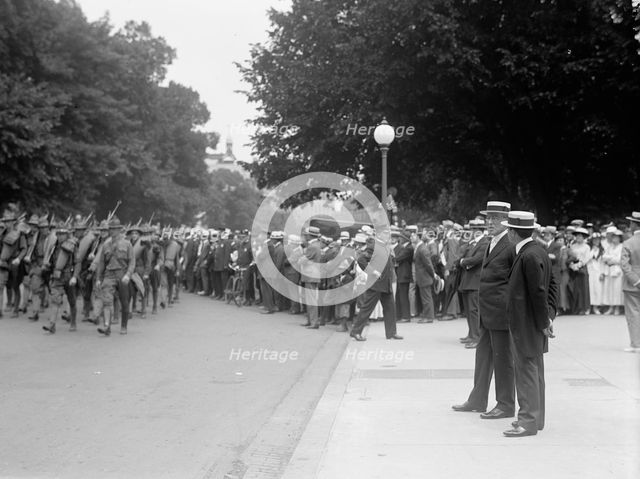 National Guard of D.C. Reviewed By President Wilson And Sec. Baker, 1916. Creator: Harris & Ewing.