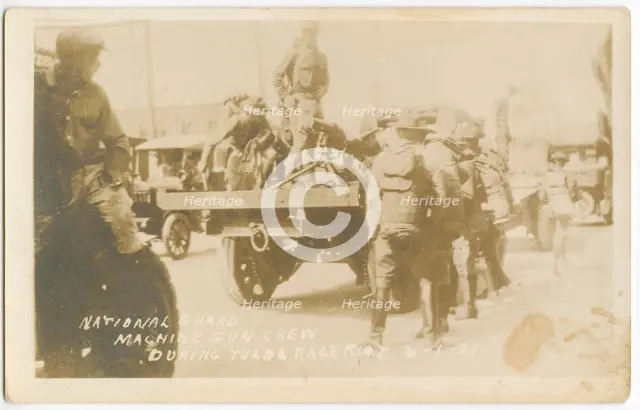 'National Guard Machine Gun Crew during Tulsa Race Riot 6-1-21', 1921. Creator: Unknown.