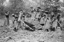 National Emergency War Gardens Com. - Girl Scouts Gardening at D.A.R., 1917. Creator: Harris & Ewing