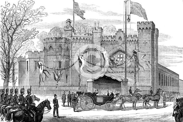 National Fisheries Exhibition at Norwich: arrival of the Prince and Princess of Wales, 1881. Creator: Unknown.