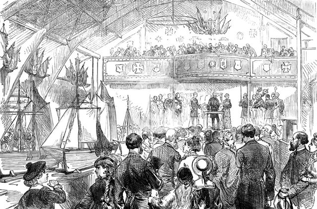 National Fisheries Exhibition at Norwich: interior of the Drill-Hall, 1881. Creator: Unknown.