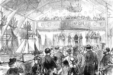 National Fisheries Exhibition at Norwich: interior of the Drill-Hall, 1881. Creator: Unknown