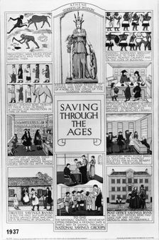 National Savings Poster, Saving through the ages, 1937