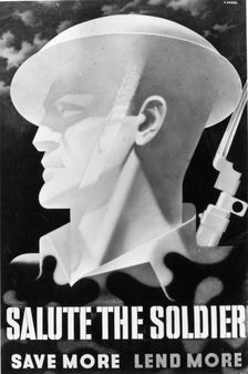 National Savings Poster, Salute the soldier, save more, lend more, 1944