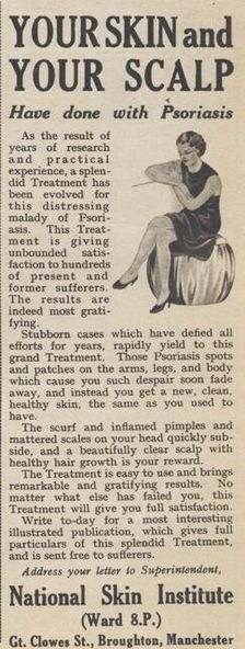 National Skin Institute Skin and Scalp Treatment, 1937